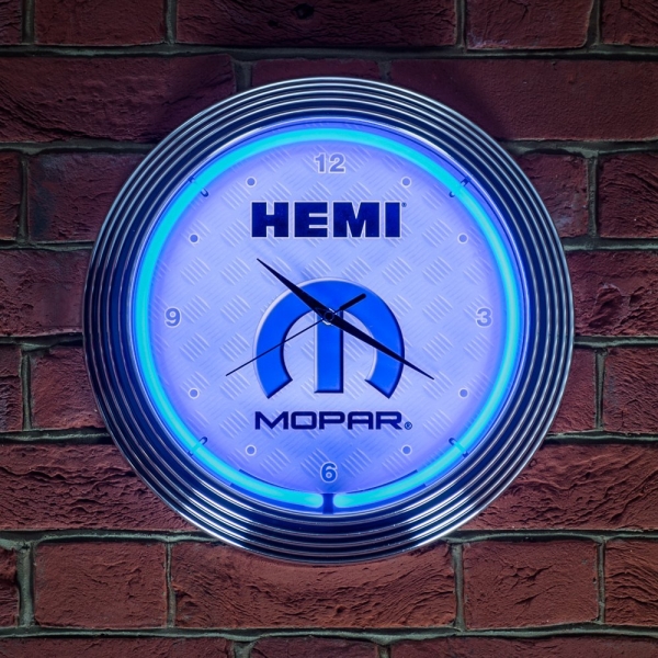 Hemi Neon Clock sign Mopar Powered Parts Chrysler Wall lamp art Man cave garage