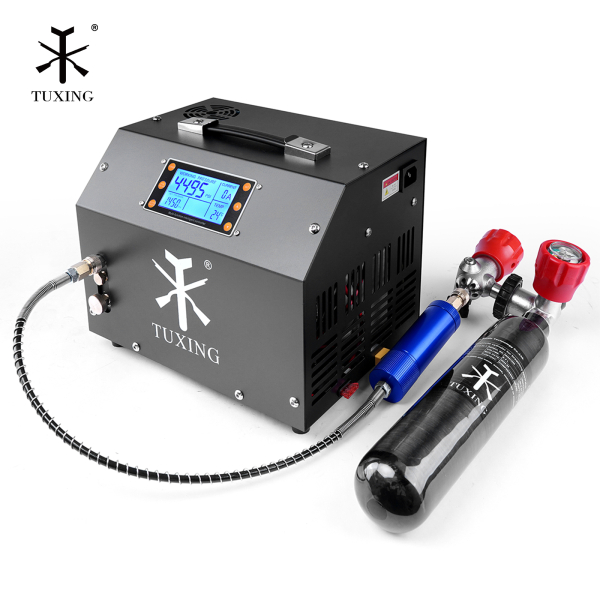 Compresor TUXING Alta Presión 12V 110V 220V 300bar 4500Psi Con Ventilador de Refrigeración Ajustable, Parada Automática, Pantalla LCD Compresor PCP